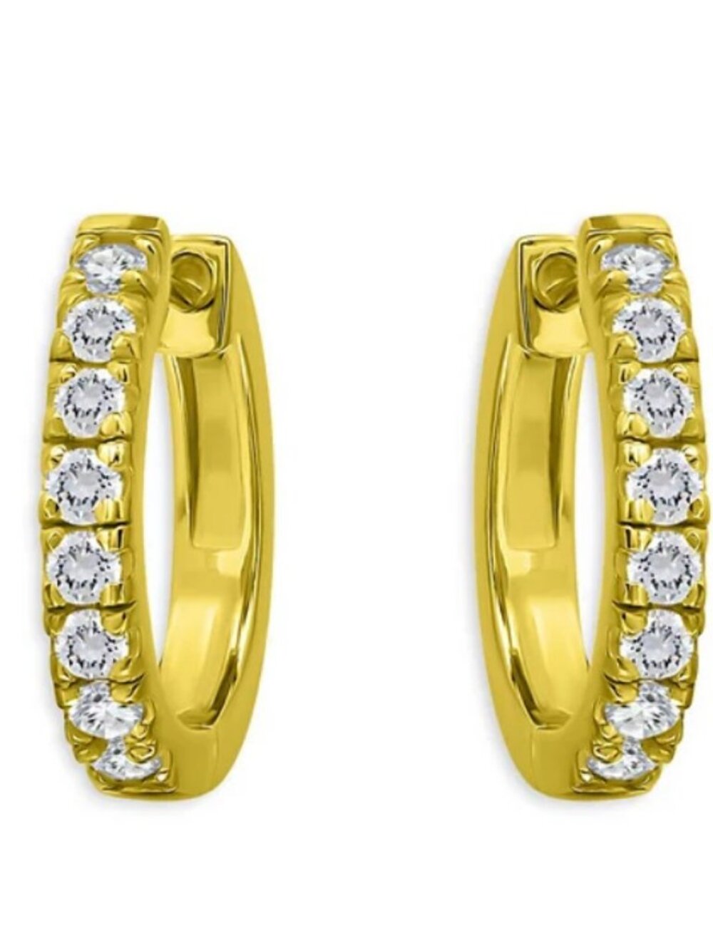 Aqua Pave Front Huggie Hoop Earrings 18K Gold Over Sterling Silver Exclusive